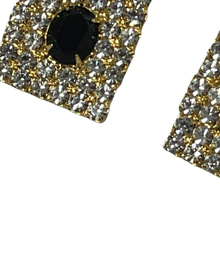 Sparkle vintage black clear crystal square earrings