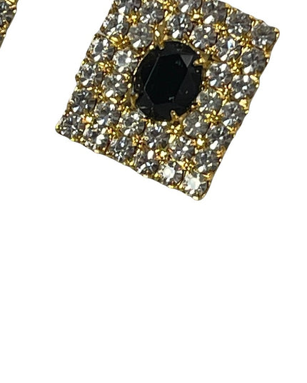 Sparkle vintage black clear crystal square earrings
