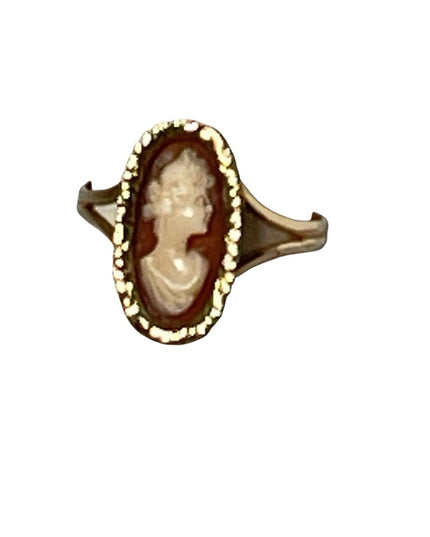 14k Gold Cameo ring Vintage sardonyx Sz 6.5