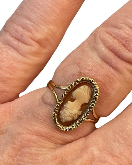 14k Gold Cameo ring Vintage sardonyx Sz 6.5