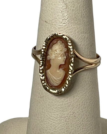 14k Gold Cameo ring Vintage sardonyx Sz 6.5