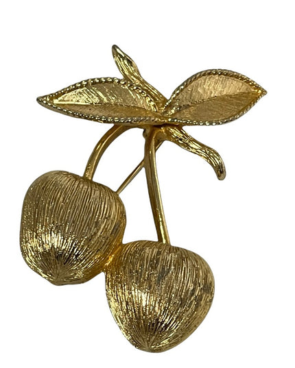 Lot jewelry gold cherries Sarah Cov brooch rhinestone earrings dangle couture