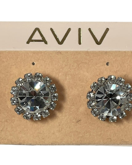 Vintage Aviv New crystal rhinestone large earrings
