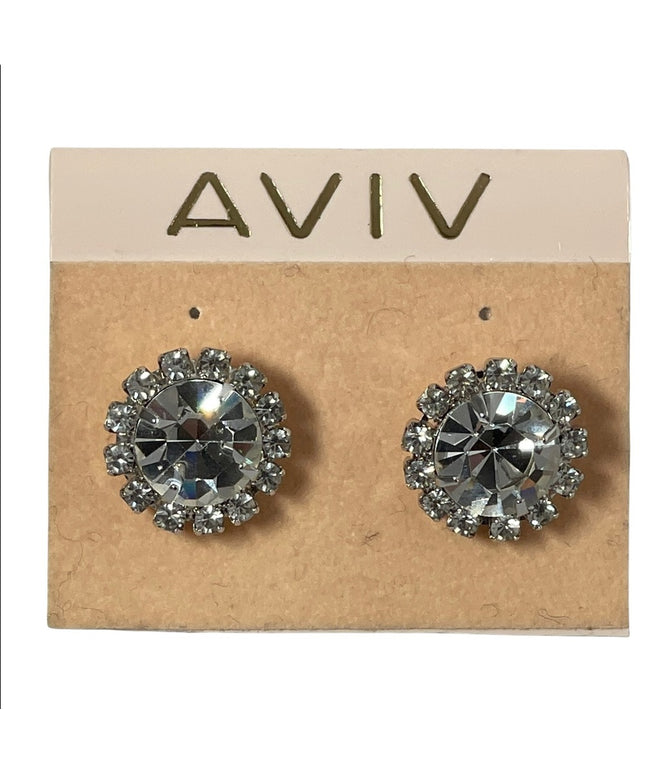 Vintage Aviv New crystal rhinestone large earrings