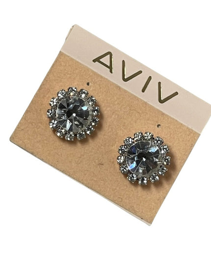 Vintage Aviv New crystal rhinestone large earrings