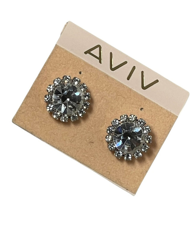 Vintage Aviv New crystal rhinestone large earrings
