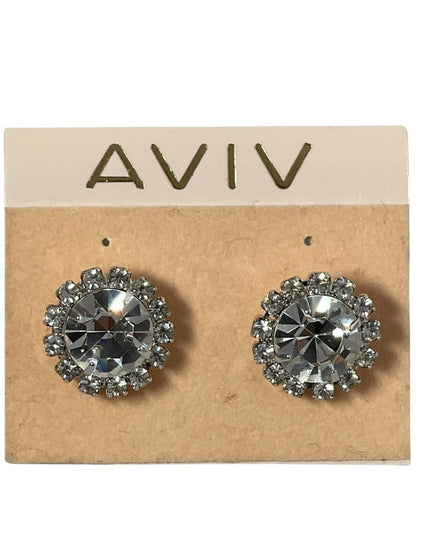 Vintage Aviv New crystal rhinestone large earrings