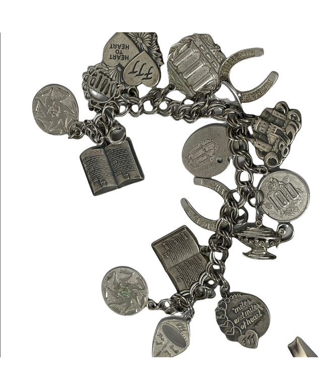 Vintage Sterling silver 925 HEAVY charm bracelet
