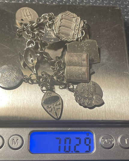 Vintage Sterling silver 925 HEAVY charm bracelet