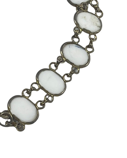 Vintage Ceramic Cameo link bracelet Victorian scene