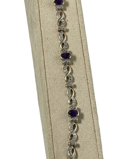 Sterling silver amethyst fancy bracelet