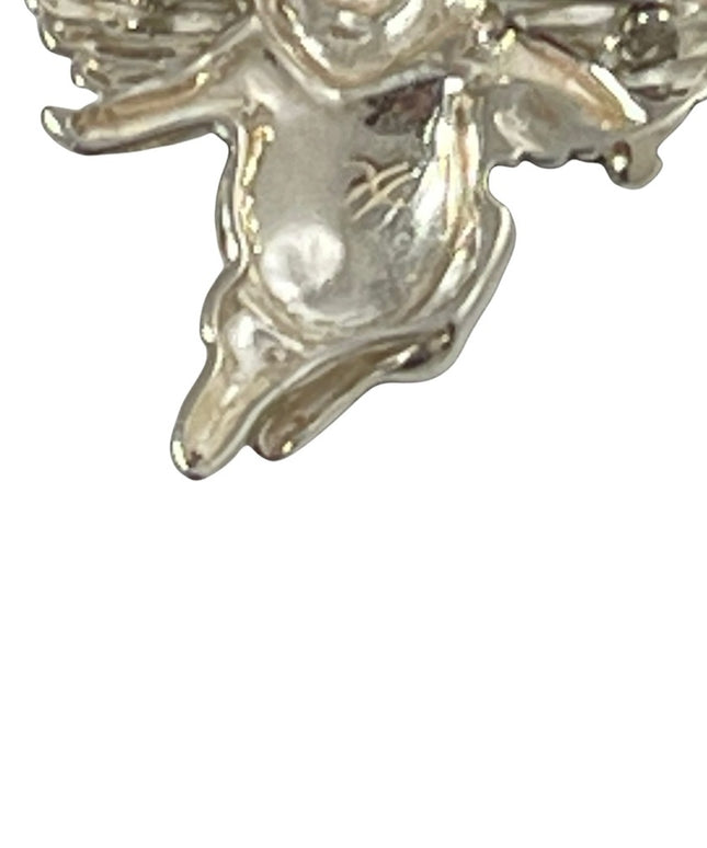Sterling silver artisan angel pig flying pig hand made pendant brooch