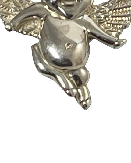 Sterling silver artisan angel pig flying pig hand made pendant brooch