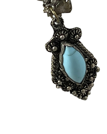 Antique Egyptian Revival 900 Silver dangle turquois clip on earrings