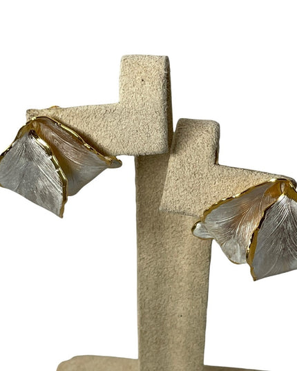Vintage Cerrito Origional Gold plated leaf earrings pierced