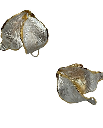 Vintage Cerrito Origional Gold plated leaf earrings pierced