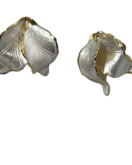 Vintage Cerrito Origional Gold plated leaf earrings pierced