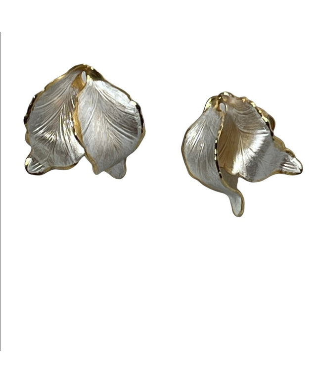 Vintage Cerrito Origional Gold plated leaf earrings pierced