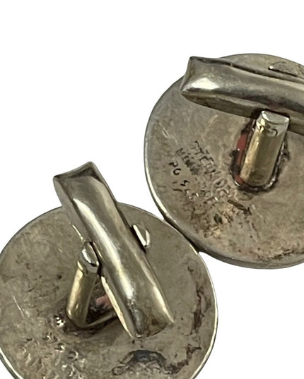Vintage sterling silver 925 Mayan Aztec Calendar cuff links cufflinks