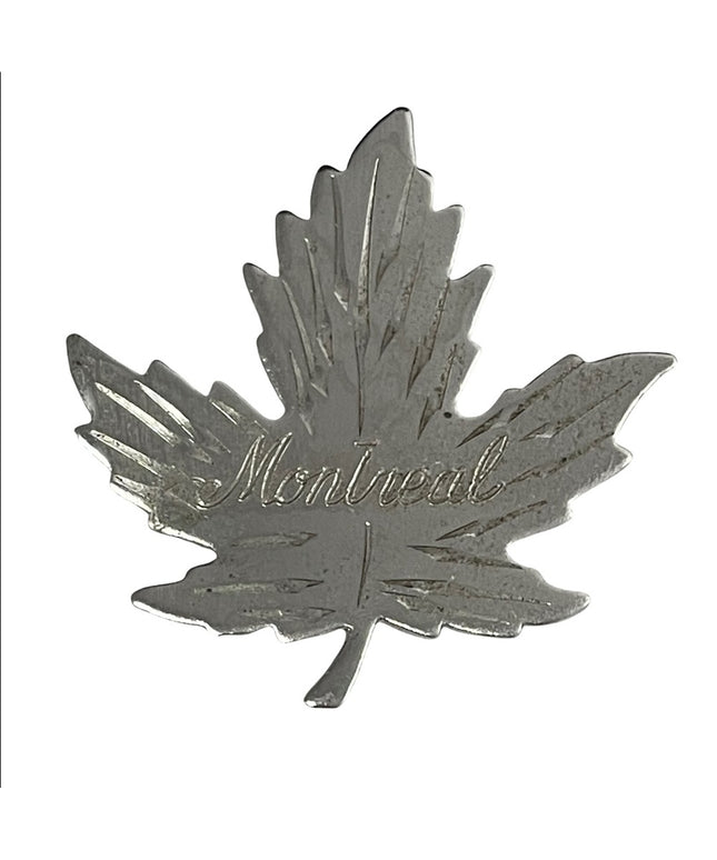 Vintage sterling silver MONTREAL Maple leaf brooch large