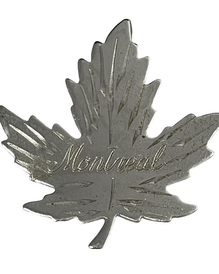 Vintage sterling silver MONTREAL Maple leaf brooch large