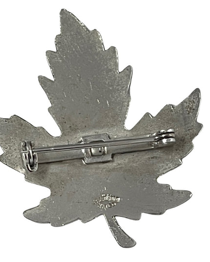 Vintage sterling silver MONTREAL Maple leaf brooch large