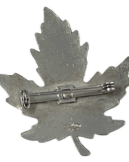 Vintage sterling silver MONTREAL Maple leaf brooch large