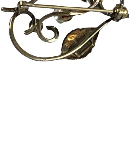 BOYD BOND Vintage sterling silver 925 gold plated pearl leaf brooch