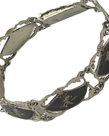 Vintage 1940s Siam Sterling bracelet Niello Goddess bracelet
