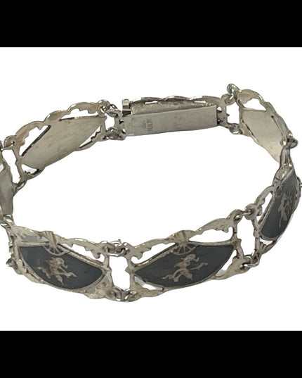 Vintage 1940s Siam Sterling bracelet Niello Goddess bracelet