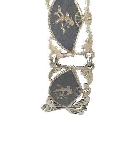 Vintage 1940s Siam Sterling bracelet Niello Goddess bracelet