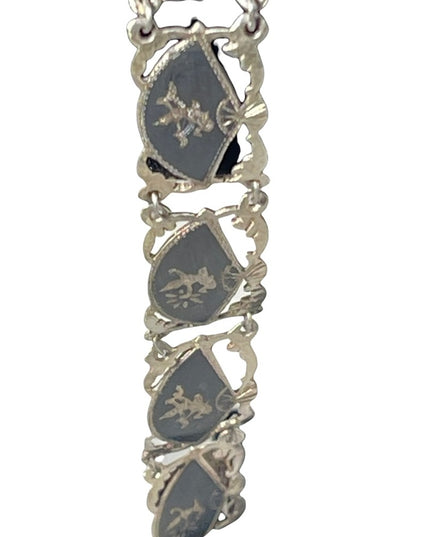 Vintage 1940s Siam Sterling bracelet Niello Goddess bracelet