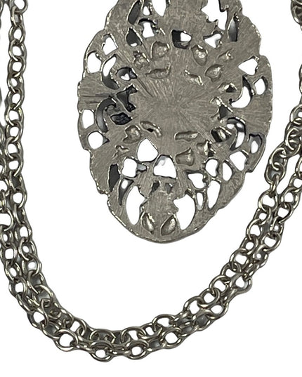 Vintage Silver tone EGYPTIAN King Tut Large pendant necklace