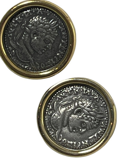 Vintage 1980s Carolee Greek Coin pierced earrings RARE