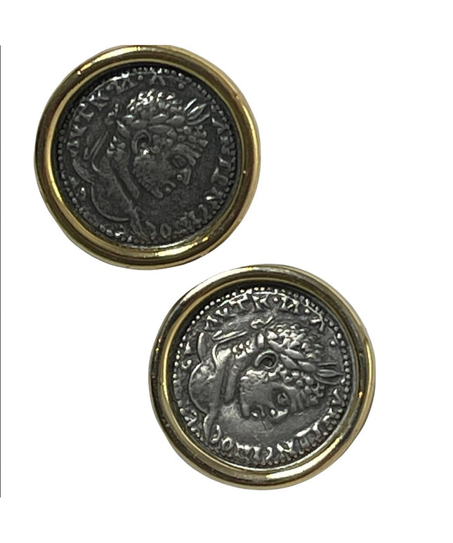 Vintage 1980s Carolee Greek Coin pierced earrings RARE