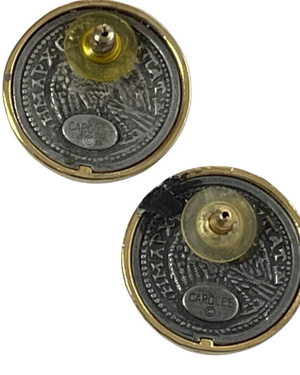 Vintage 1980s Carolee Greek Coin pierced earrings RARE