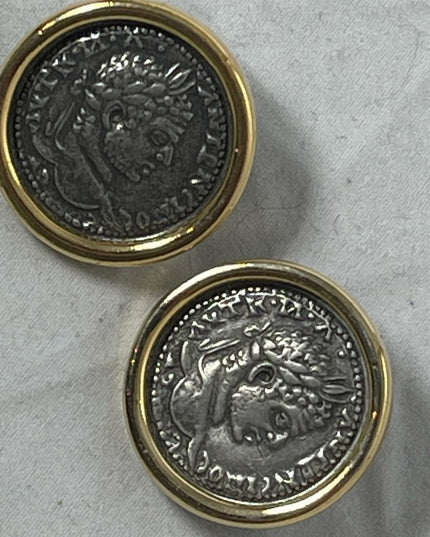 Vintage 1980s Carolee Greek Coin pierced earrings RARE