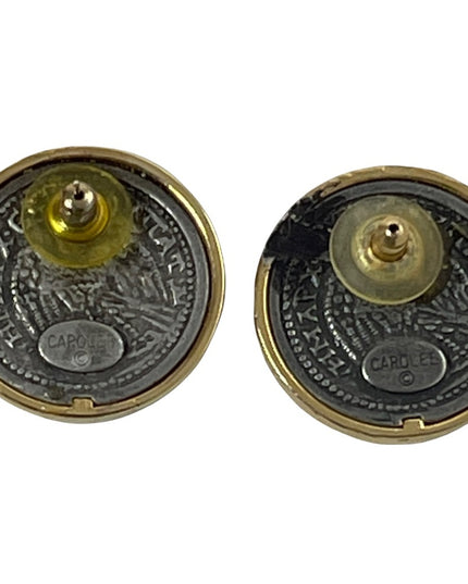 Vintage 1980s Carolee Greek Coin pierced earrings RARE