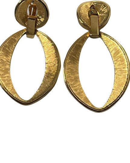 Vintage chunky large D orlan Brushed gold finish geometric clip on earrings