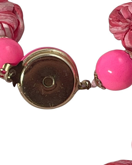 Vintage 1960s Bubble gum pink plastic & clay hot pink candy like necklace clay
