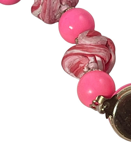 Vintage 1960s Bubble gum pink plastic & clay hot pink candy like necklace clay