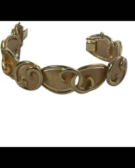 Vintage 1980s Boucher gold chunky fancy swirl design link bracelet
