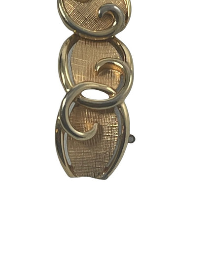 Vintage 1980s Boucher gold chunky fancy swirl design link bracelet