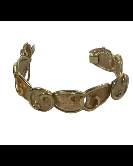 Vintage 1980s Boucher gold chunky fancy swirl design link bracelet
