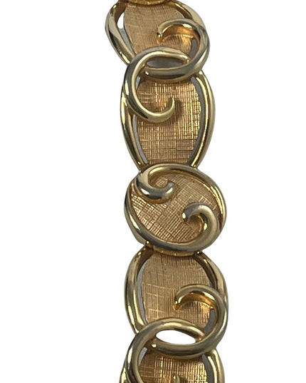 Vintage 1980s Boucher gold chunky fancy swirl design link bracelet