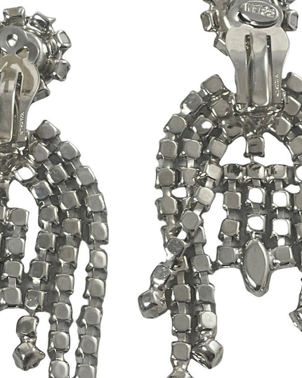 Vintage Weiss 1960s Crystal sparkle dangle fancy party gala clip on earrings