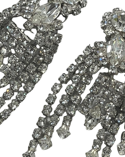 Vintage Weiss 1960s Crystal sparkle dangle fancy party gala clip on earrings