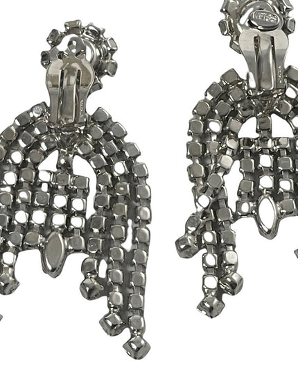 Vintage Weiss 1960s Crystal sparkle dangle fancy party gala clip on earrings