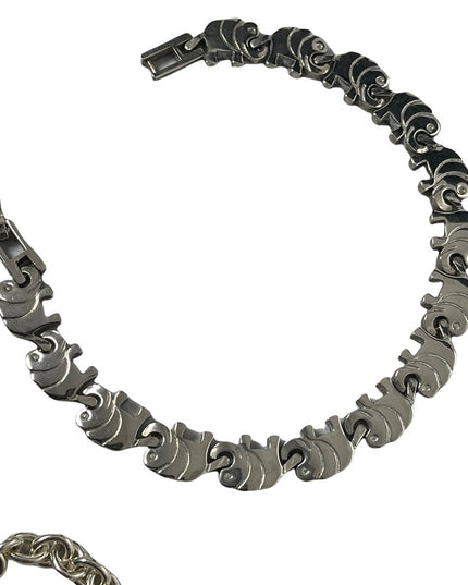 Vintage sterling silver 925 Heavy elephant bracelet