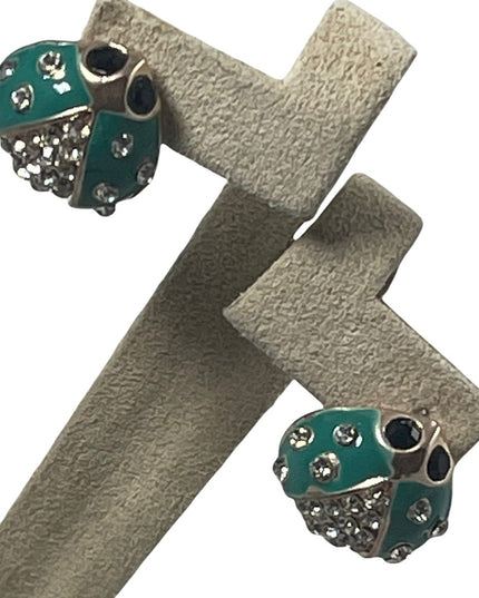 FUN Crystal rhinestone enamel lady bug earrings pierced